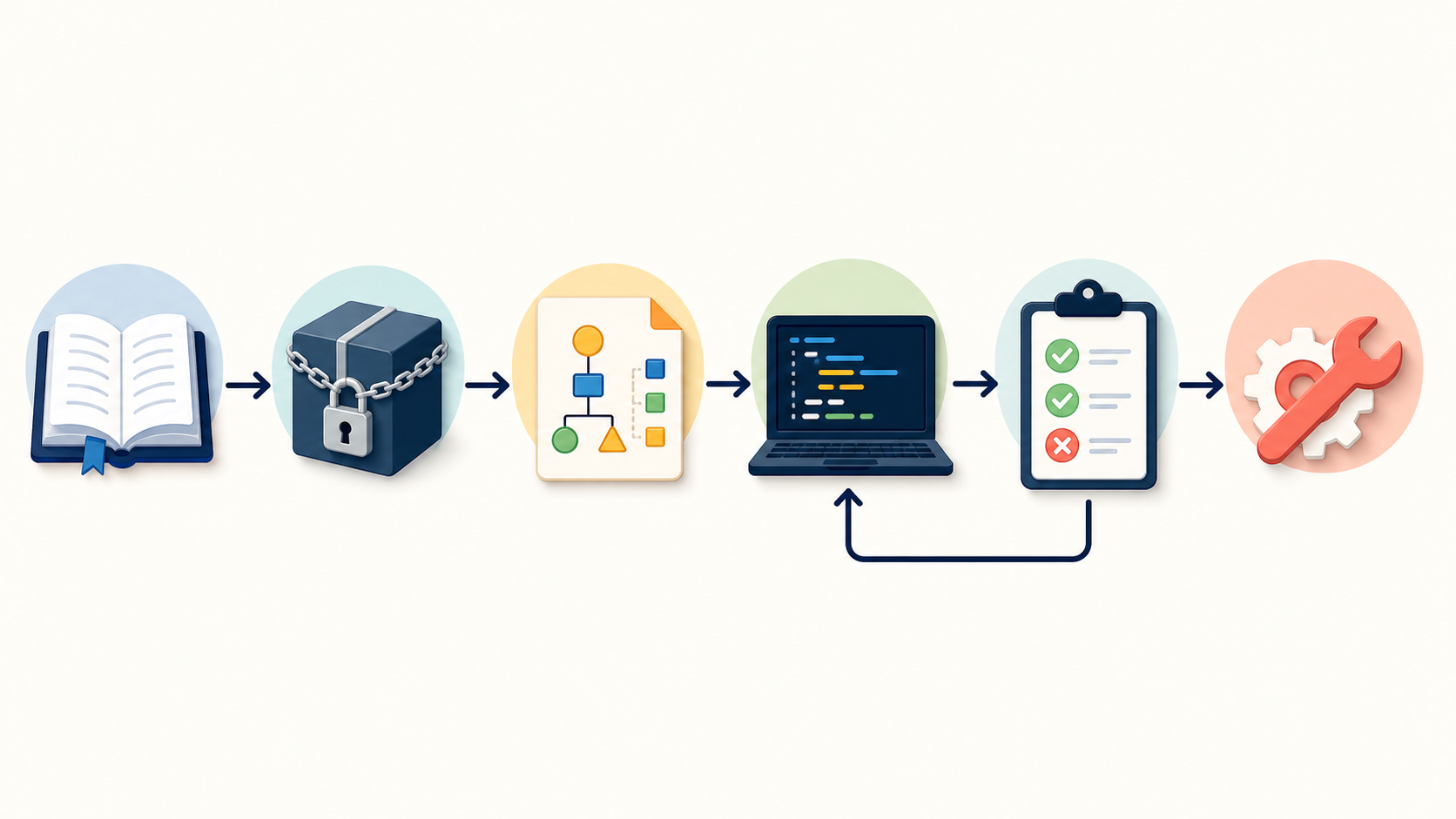 documentation、sealed binaryの観察、設計、実装、test、修復loopへ進むsource-free訓練の図