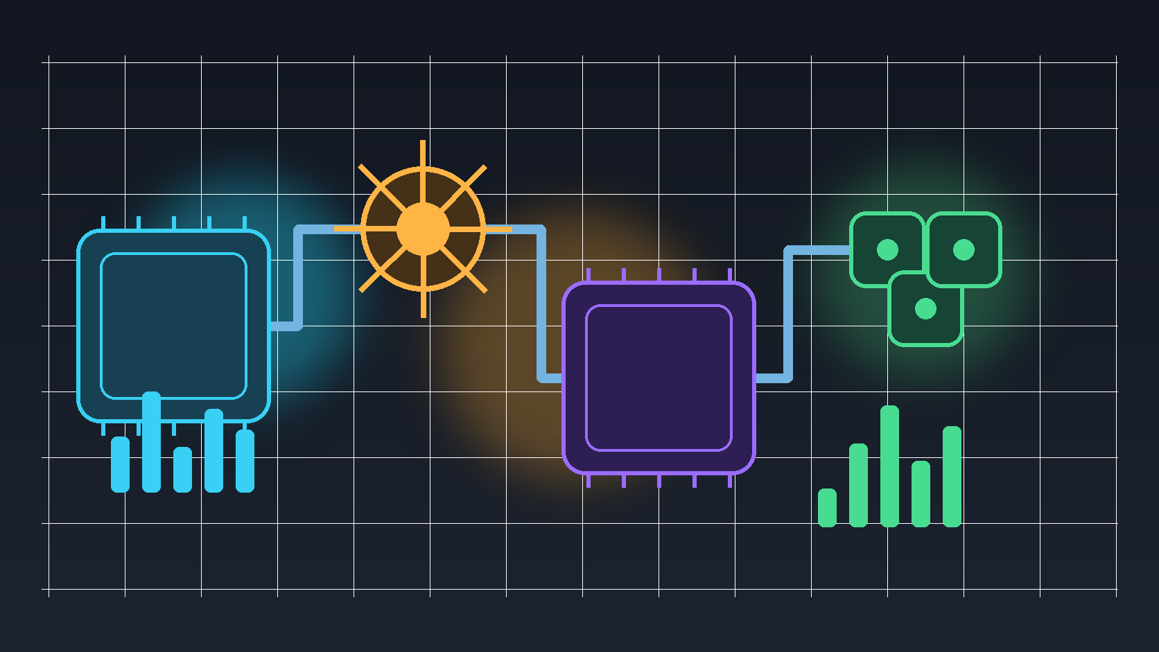 AIエージェントの処理がCPU、GPU、toolの間を往復し、resourceの待ち時間が生まれる様子を示す概念図